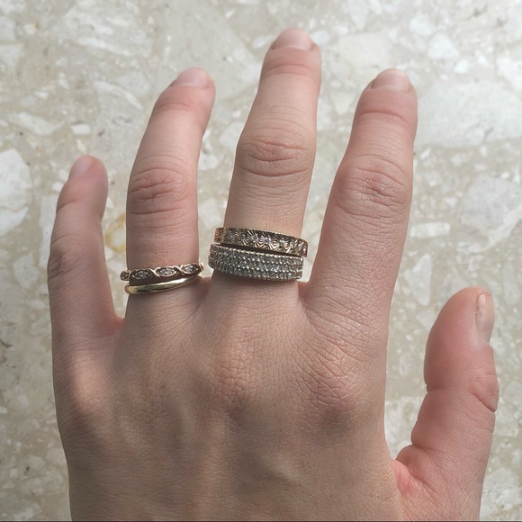 Vintage 1 Carat Diamond Three Row Pave Yellow Gold Stack Band Ring - Picture 7 of 13